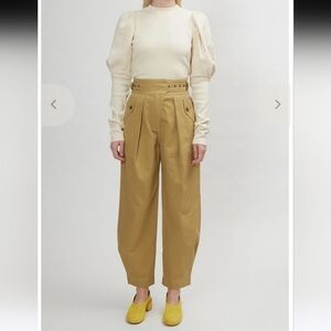 Ulla Johnson High-Waist Dune Cotton Trousers in Fennel Seed